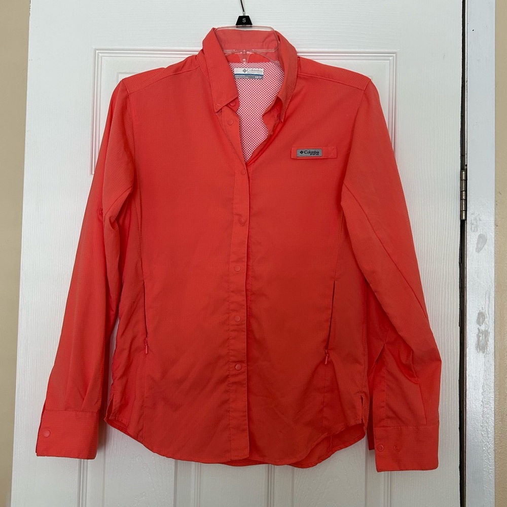 Columbia Coral Pink Long-Sleeve Outdoor Shirt
